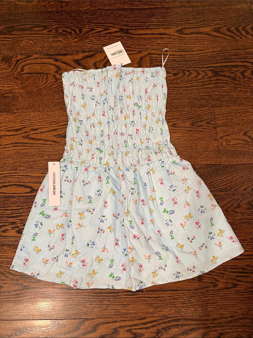 Princess Polly Light Blue Floral Smocked Romper